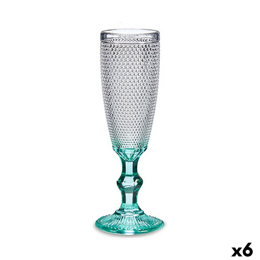 Champagne glass Turquoise Points Glass 6 Units (185 ml)