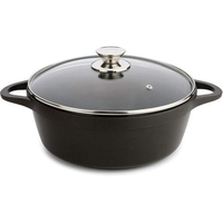 Casserole with lid Valira BLACK IND 24CM Ø 24 cm Black Aluminium