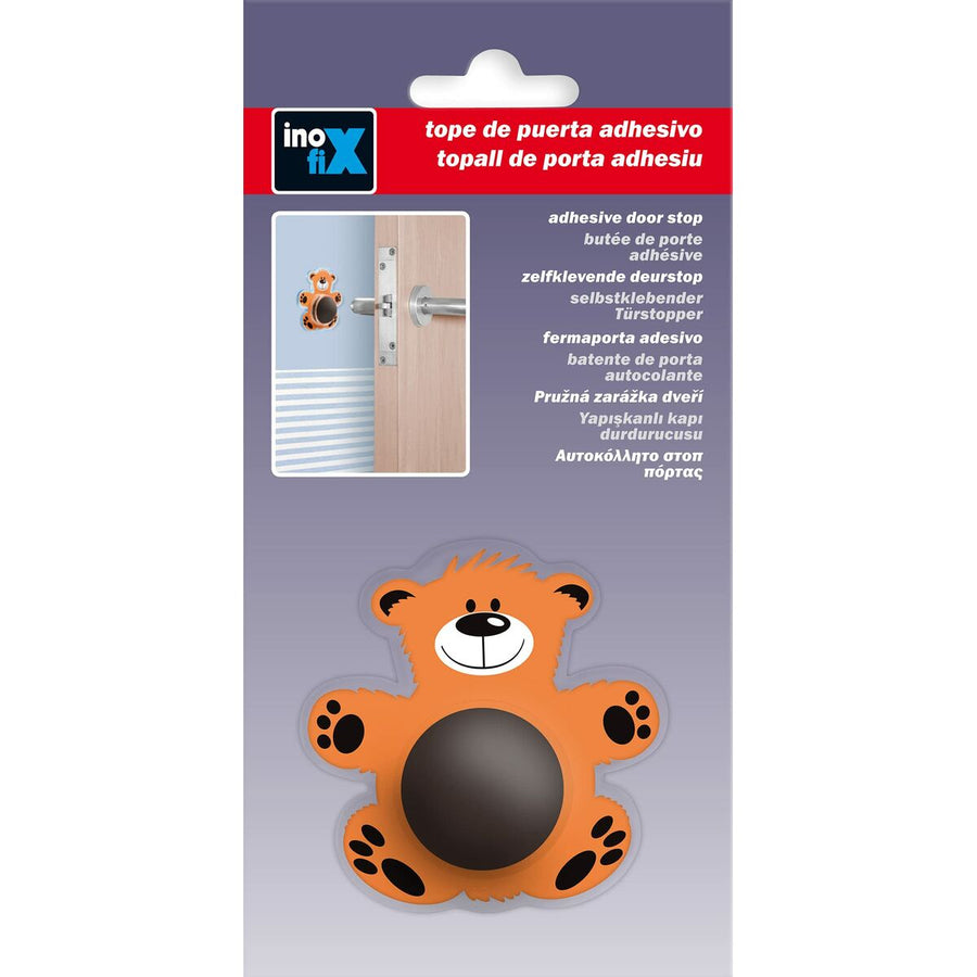 Doorstop Inofix Doors Bear Adhesive Orange PVC