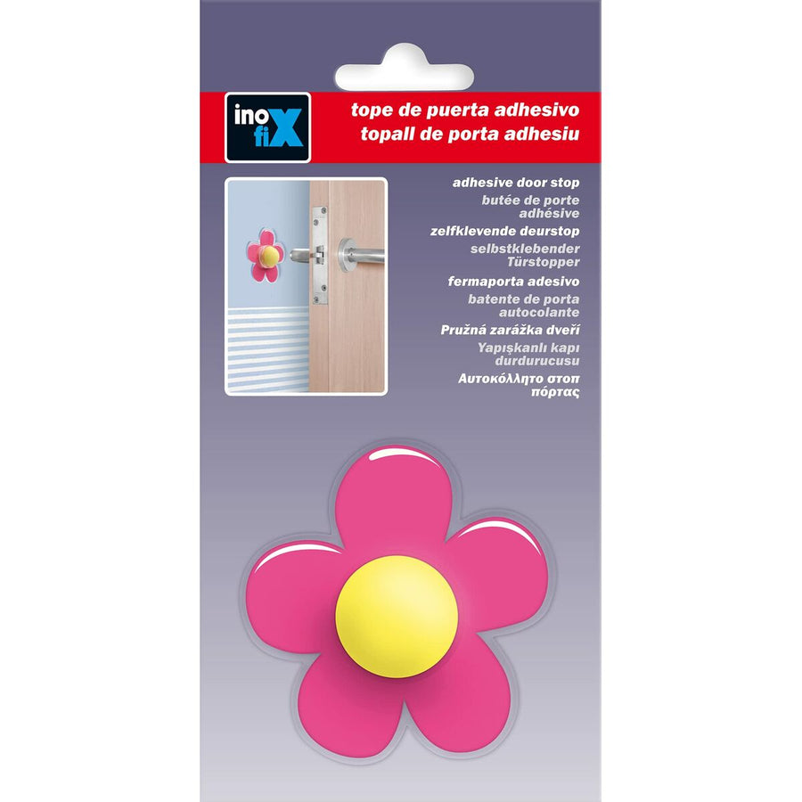 Doorstop Inofix Flower Doors Adhesive Pink PVC