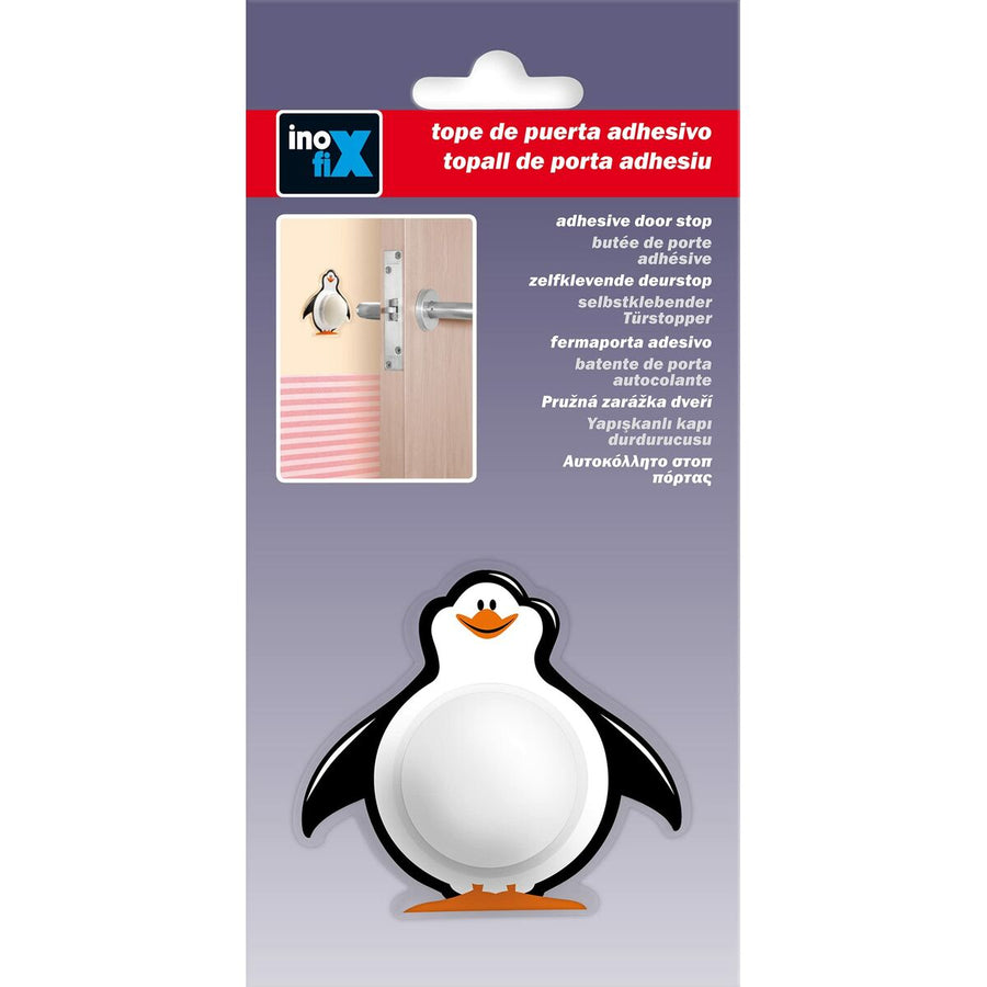 Doorstop Inofix Doors Penguin Adhesive White/Black PVC