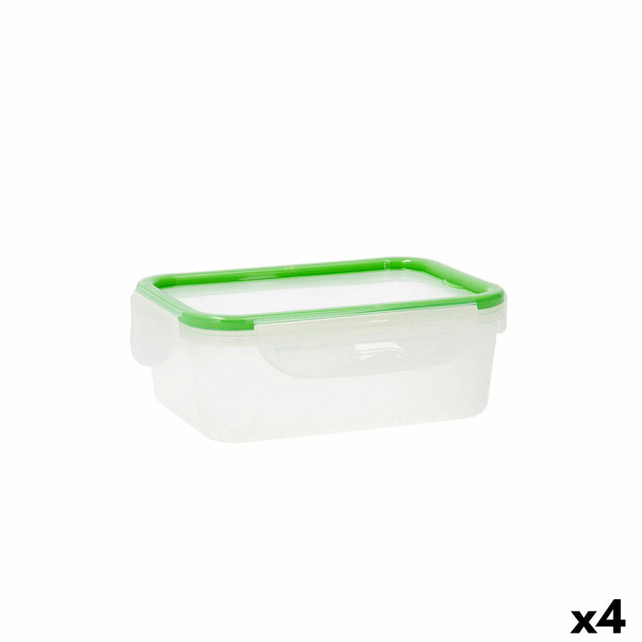 Lunch box Quid Greenery 1 L Transparent Plastic 13 x 18 x 6,8 cm - 1 L (4 Units) (Pack 4x)