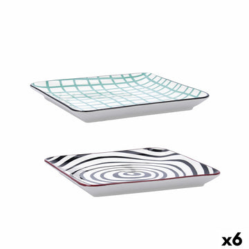 Snack tray Bidasoa Zigzag Multicolour Ceramic 21 x 21 cm (6 Units)