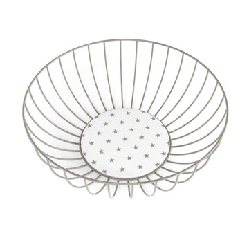 Wire Basket Versa Stars Metal Steel MDF Wood (28 x 11 x 28 cm)