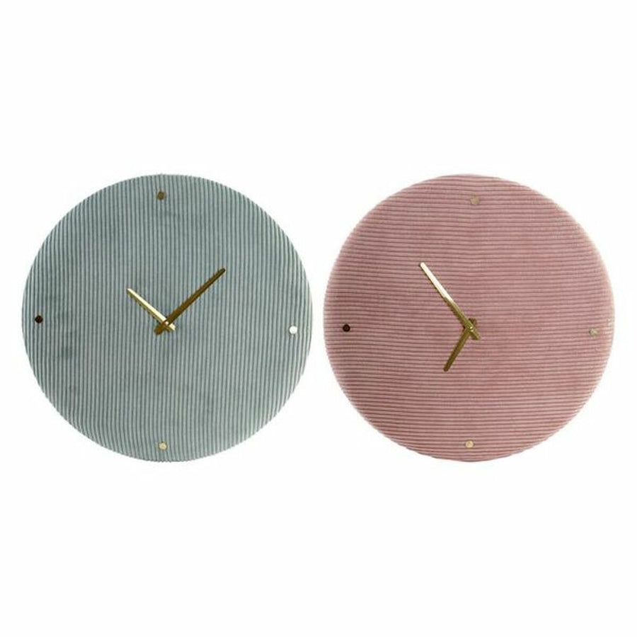 Wall Clock DKD Home Decor Green Pink 40,5 x 5,5 x 40,5 cm (2 Units)