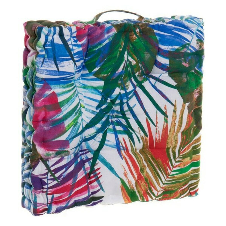 Cushion DKD Home Decor 8424001666423 Ocean Polyester Aluminium Multicolour Tropical Leaf of a plant (43 x 43 x 7 cm)