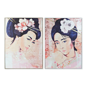 Painting DKD Home Decor CU-179961 Geisha 103,5 x 4,5 x 144 cm Oriental (2 Units)