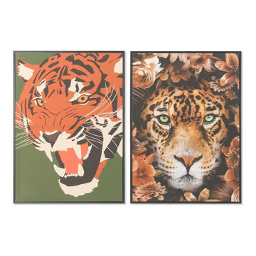 Painting DKD Home Decor 52 x 2,7 x 72 cm Tiger Modern (2 Units)