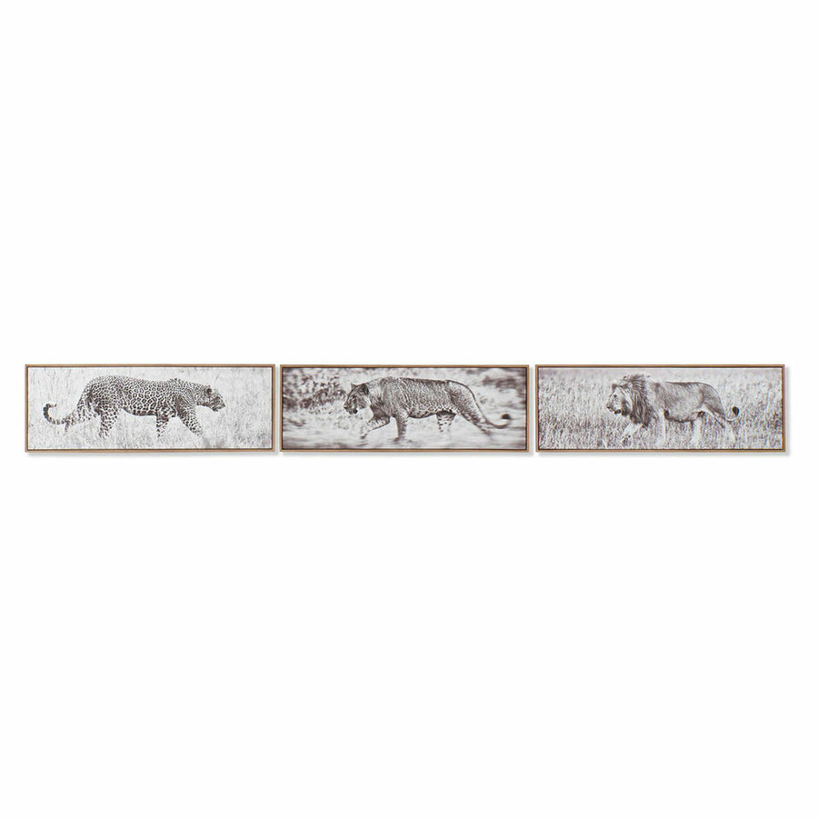 Painting DKD Home Decor 92,5 x 3,5 x 32 cm Colonial Jungle (3 Pieces)