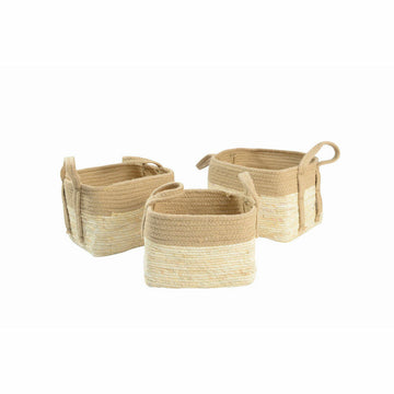 Set of Baskets DKD Home Decor Jute Fibre Cottage (3 pcs) (36 x 30 x 23 cm)