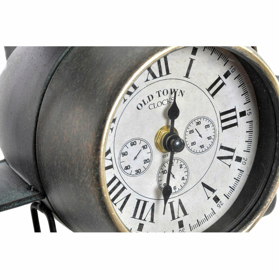 Table clock DKD Home Decor 26 x 21 x 15 cm Aeroplane Crystal Grey Green Iron (2 Units)