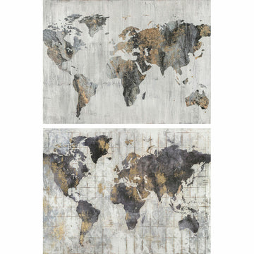 Painting DKD Home Decor 120 x 4 x 90 cm Loft World Map (2 Units)