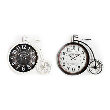 Wall Clock DKD Home Decor 60 x 6 x 50 cm Crystal Black Bicycle White Iron Vintage (2 Units)