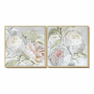 Painting DKD Home Decor 80 x 4 x 80 cm Flowers Shabby Chic (2 Units)