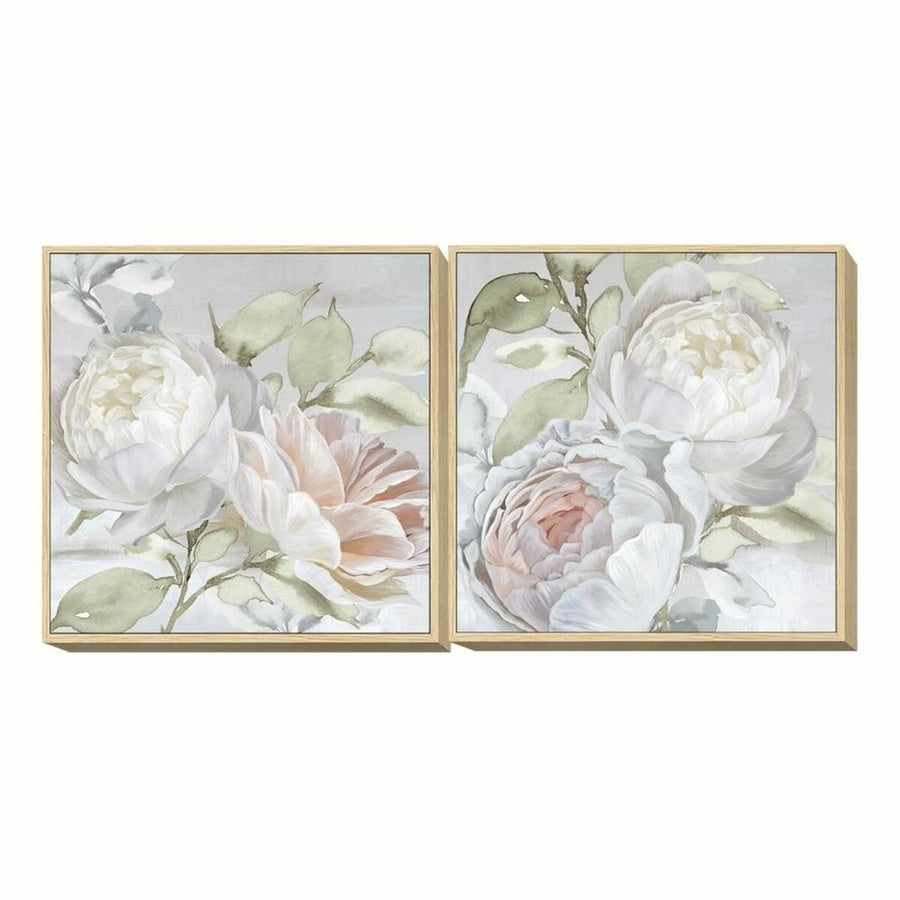 Painting DKD Home Decor 80 x 4 x 80 cm Flowers Shabby Chic (2 Units)