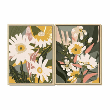 Painting DKD Home Decor 60 x 4 x 80 cm Flowers Scandinavian (2 Units)