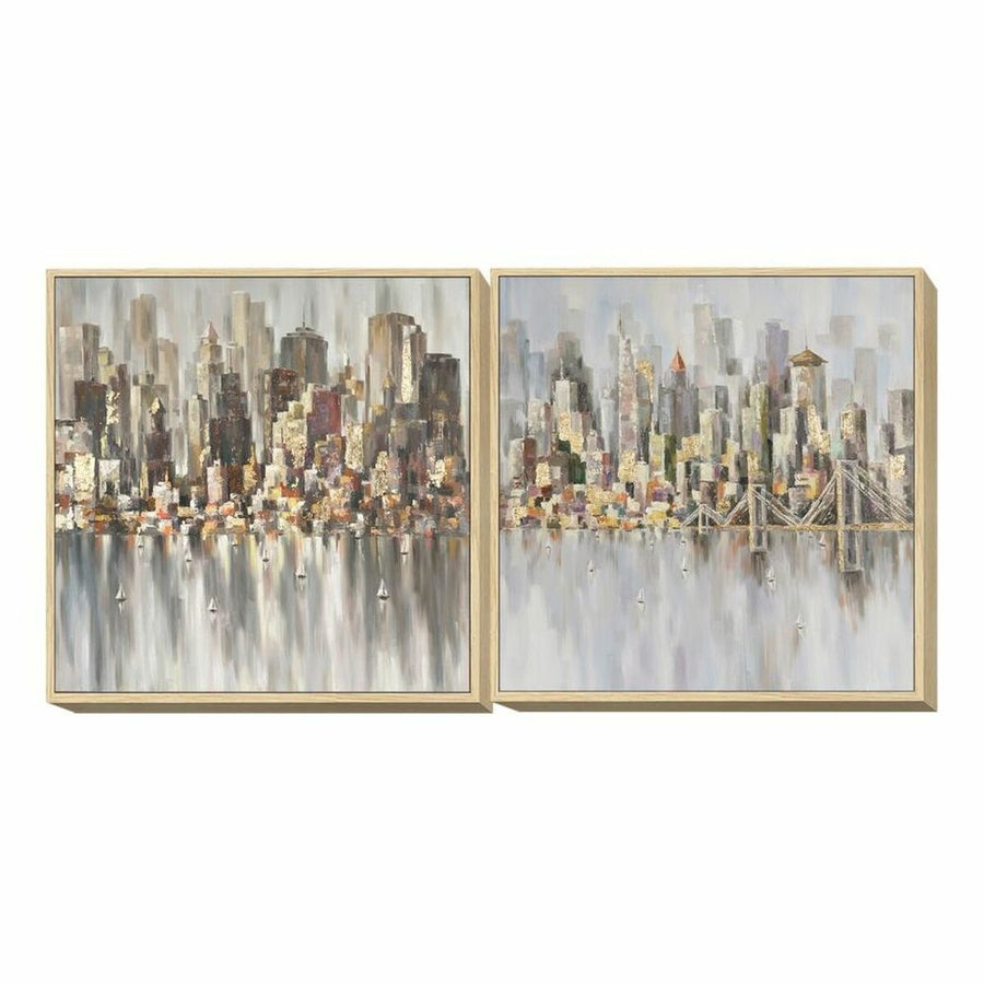 Painting DKD Home Decor City 100 x 4 x 100 cm Loft (2 Units)