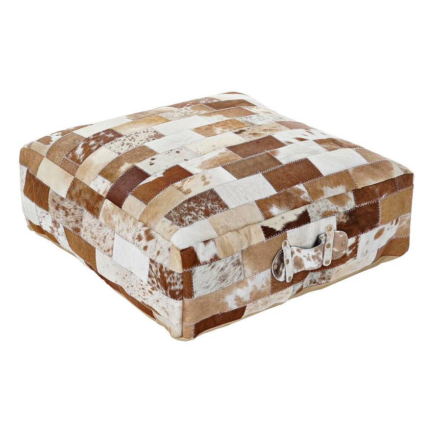 Cushion DKD Home Decor Floor Polyester Leather Aluminium Multicolour Colonial (60 x 60 x 20 cm)