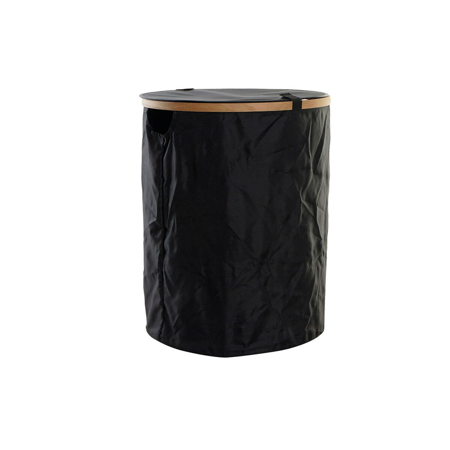 Laundry basket DKD Home Decor Black Oak Felt (44 x 44 x 57 cm)