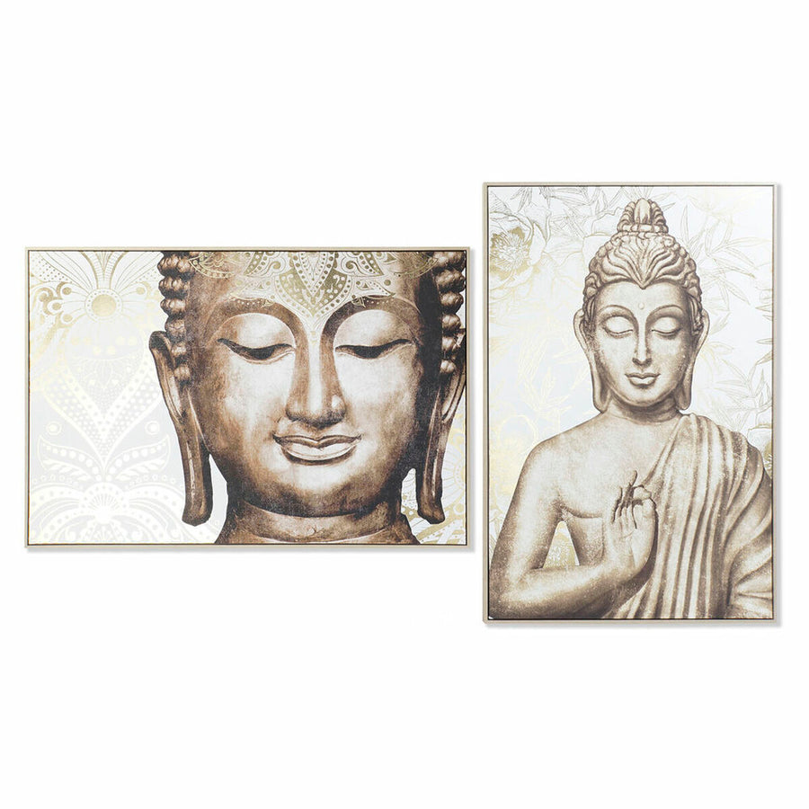 Painting DKD Home Decor 83 x 4,5 x 122,5 cm Buddha Oriental (2 Units)