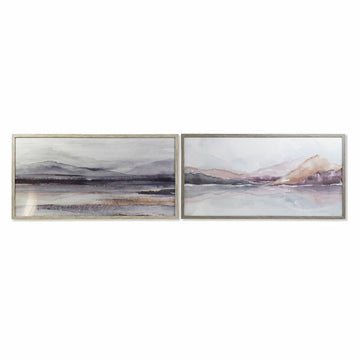 Painting DKD Home Decor 124 x 4,5 x 64 cm Moutain Modern (2 Units)