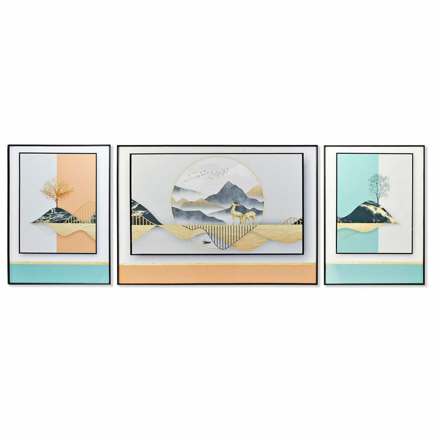 Set of 3 pictures DKD Home Decor Moutain Modern (200 x 3 x 70 cm)