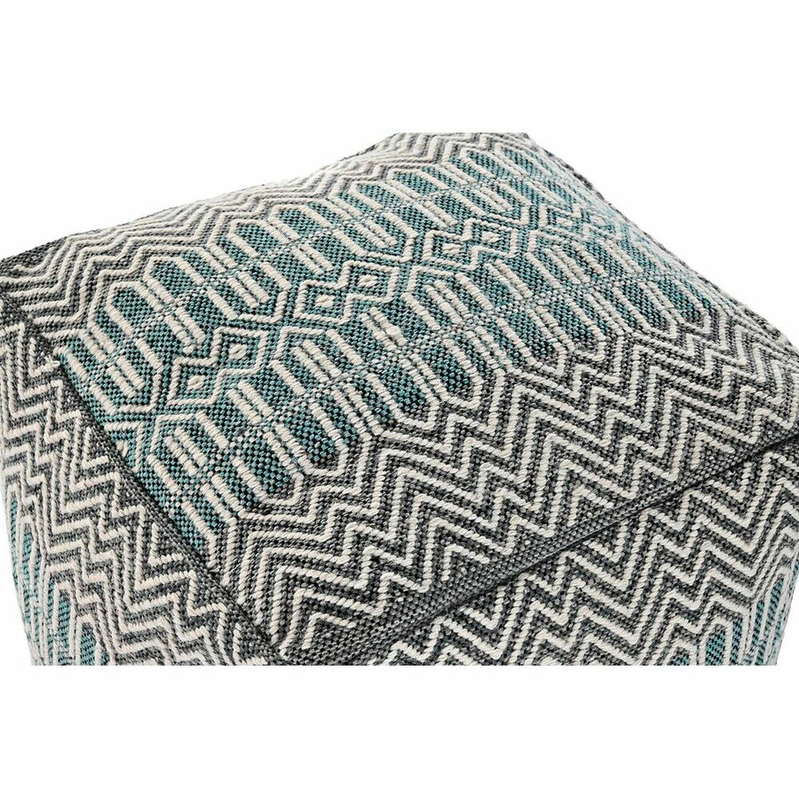 Cushion DKD Home Decor Floor Stripes Blue Polyester Cotton White Green Boho (50 x 50 x 50 cm)