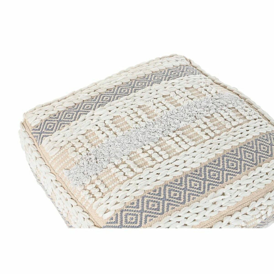 Cushion DKD Home Decor Floor Grey Polyester Cotton White Boho (60 x 60 x 25 cm)