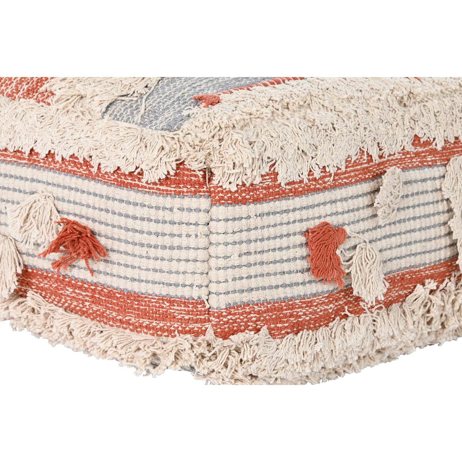 Pouffe DKD Home Decor Stripes Orange White 60 x 60 x 25 cm Boho