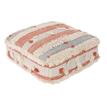 Pouffe DKD Home Decor Stripes Orange White 60 x 60 x 25 cm Boho