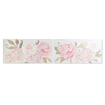 Painting DKD Home Decor 120 x 3 x 60 cm Flowers Shabby Chic (2 Units)