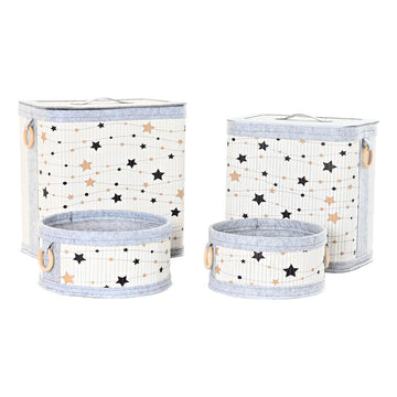 Set of Baskets DKD Home Decor Stars Bamboo Felt (41 x 31 x 42 cm) (4 Pieces)