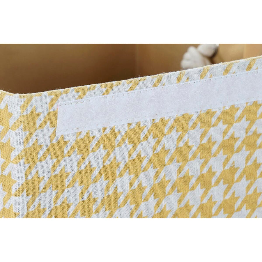 Laundry basket DKD Home Decor Houndstooth 36 x 36 x 55 cm Grey Blue Yellow (3 Units)