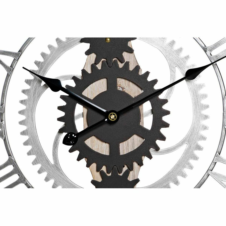 Wall Clock DKD Home Decor Silver Black MDF Iron Gears Loft (60 x 4 x 60 cm)