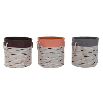 Laundry basket DKD Home Decor Grey Orange 45 x 45 x 45 cm (3 Units)