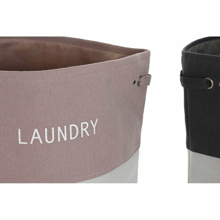 Laundry basket DKD Home Decor Black Pink Grey 45 x 45 x 60 cm (2 Units)