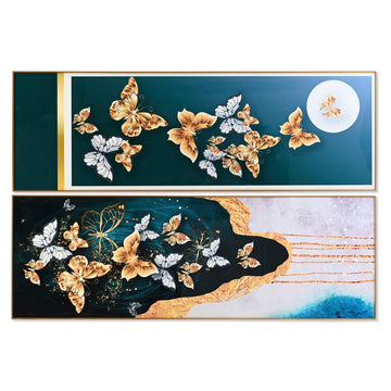 Painting DKD Home Decor 180 x 3 x 60 cm Butterflies (2 Units)