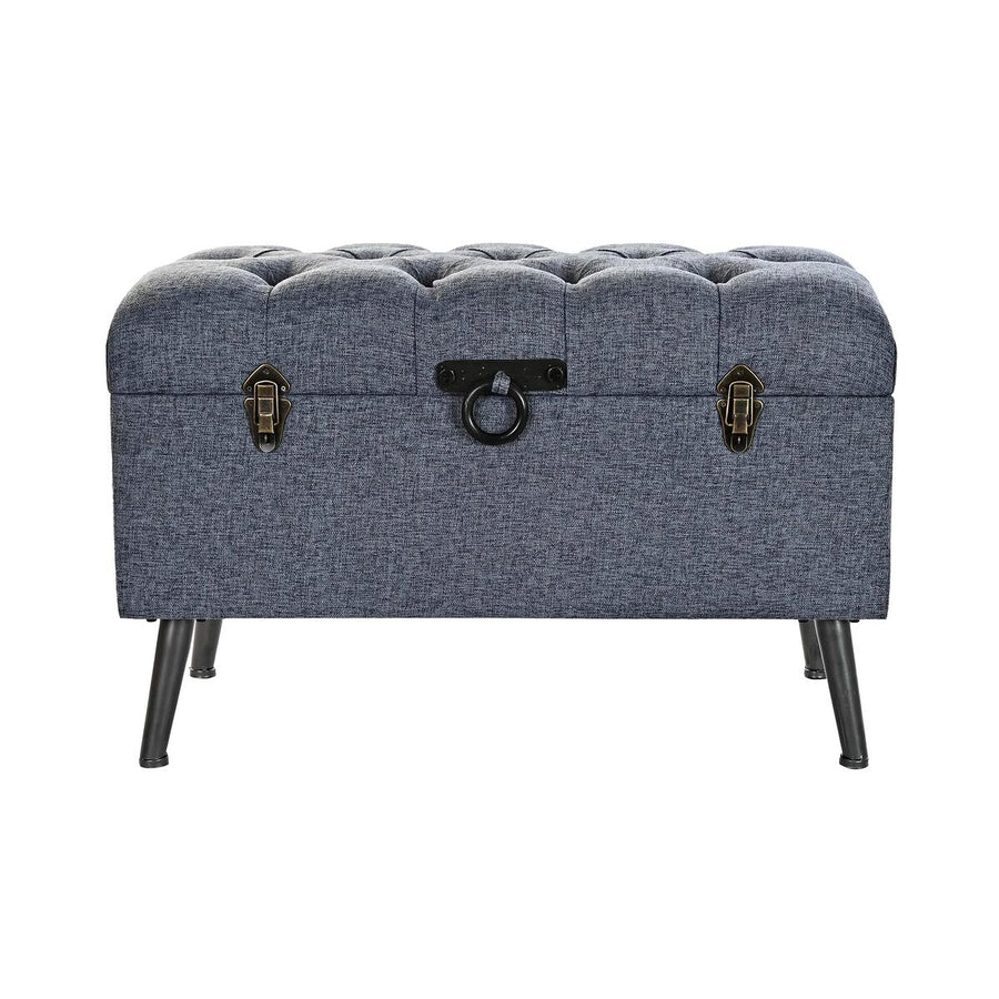 Storage chest with seat DKD Home Decor Blue Metal Polyester MDF (81 x 42 x 52 cm)