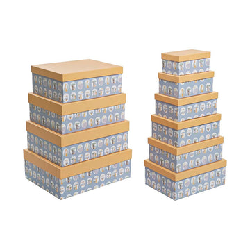 Set of Stackable Organising Boxes DKD Home Decor animals Blue Cardboard (43,5 x 33,5 x 15,5 cm)