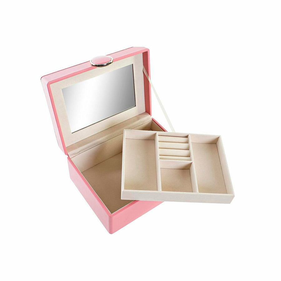 Jewelry box DKD Home Decor 17 x 13 x 8,5 cm Pink Polyurethane MDF Wood