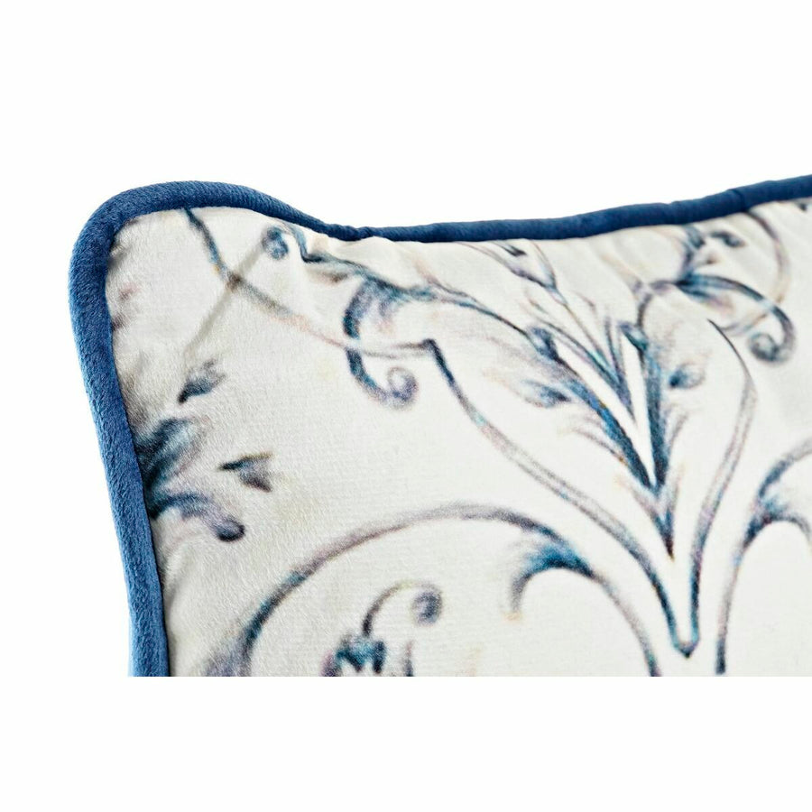 Cushion DKD Home Decor Blue 45 x 10 x 45 cm White Flowers