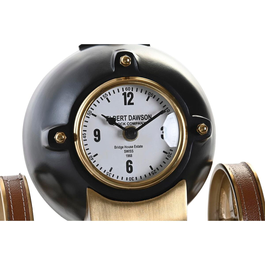 Table clock DKD Home Decor 20,5 x 20,5 x 21,5 cm Black Golden Aluminium Resin Colonial