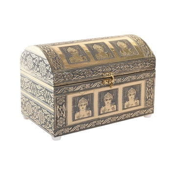 Jewelry box DKD Home Decor 25 x 15,5 x 18 cm Champagne Beige Wood Aluminium