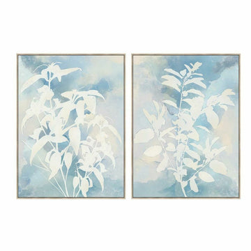 Painting DKD Home Decor 90 x 4 x 120 cm Leaf of a plant Scandinavian (2 Units)