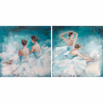 Painting DKD Home Decor 100 x 3,5 x 100 cm Ballet Dancer Romantic (2 Units)