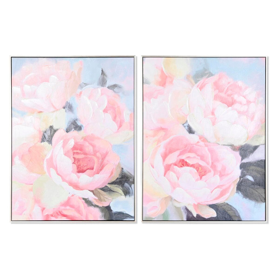 Painting DKD Home Decor 60 x 3,5 x 80 cm 60 x 3 x 80 cm Flowers Romantic (2 Units)