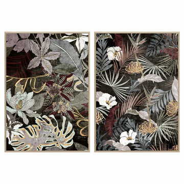 Painting DKD Home Decor 83 x 4,5 x 122,5 cm 83 x 4,5 x 123 cm Tropical Leaf of a plant (2 Units)