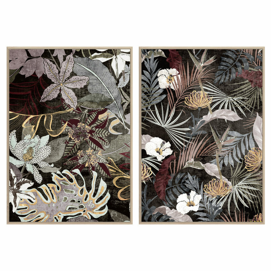 Painting DKD Home Decor 83 x 4,5 x 122,5 cm 83 x 4,5 x 123 cm Tropical Leaf of a plant (2 Units)