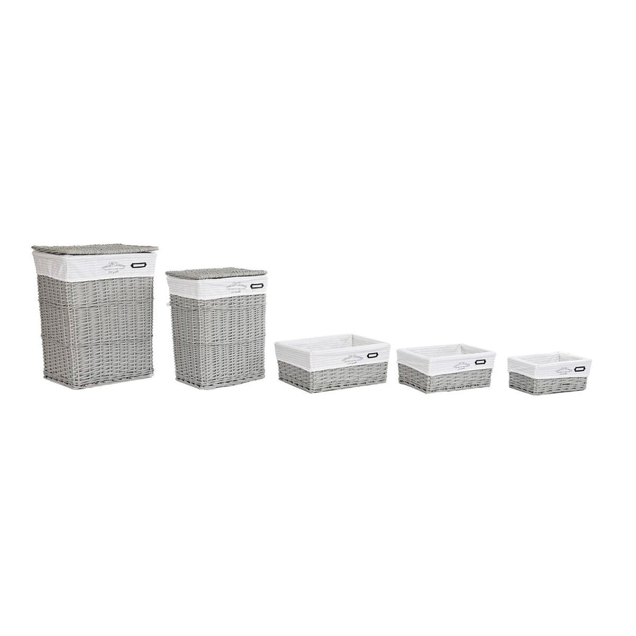 Set of Baskets DKD Home Decor Grey Polyester wicker (44 x 34 x 56 cm)