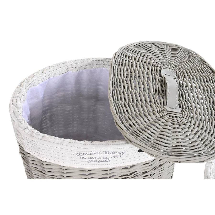 Set of Baskets DKD Home Decor Grey Polyester wicker (51 x 37 x 56 cm)